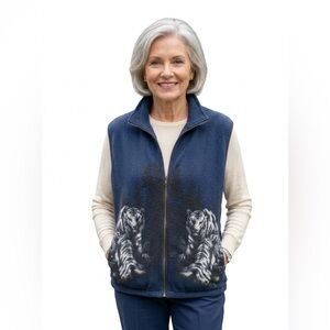 Vintage 90s Tiger Graphic Fleece Vest